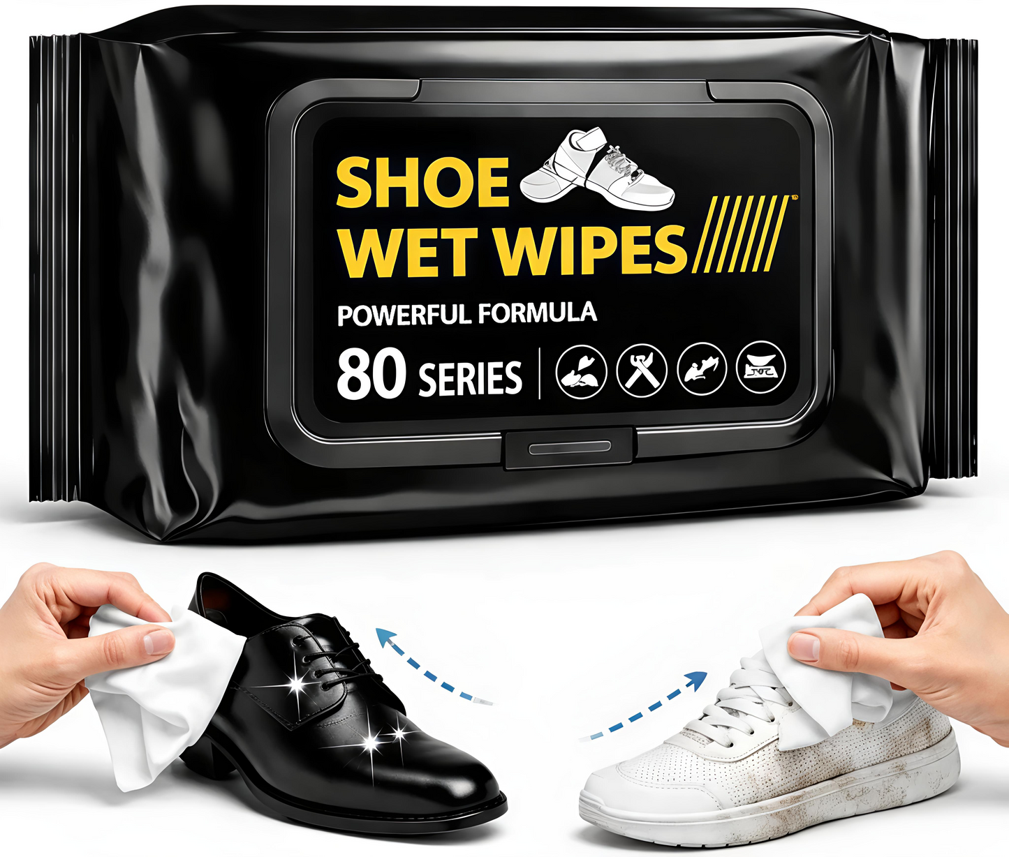 Instant Shoe Cleaning Wipes (Pack of 2 x 80 Wipes)