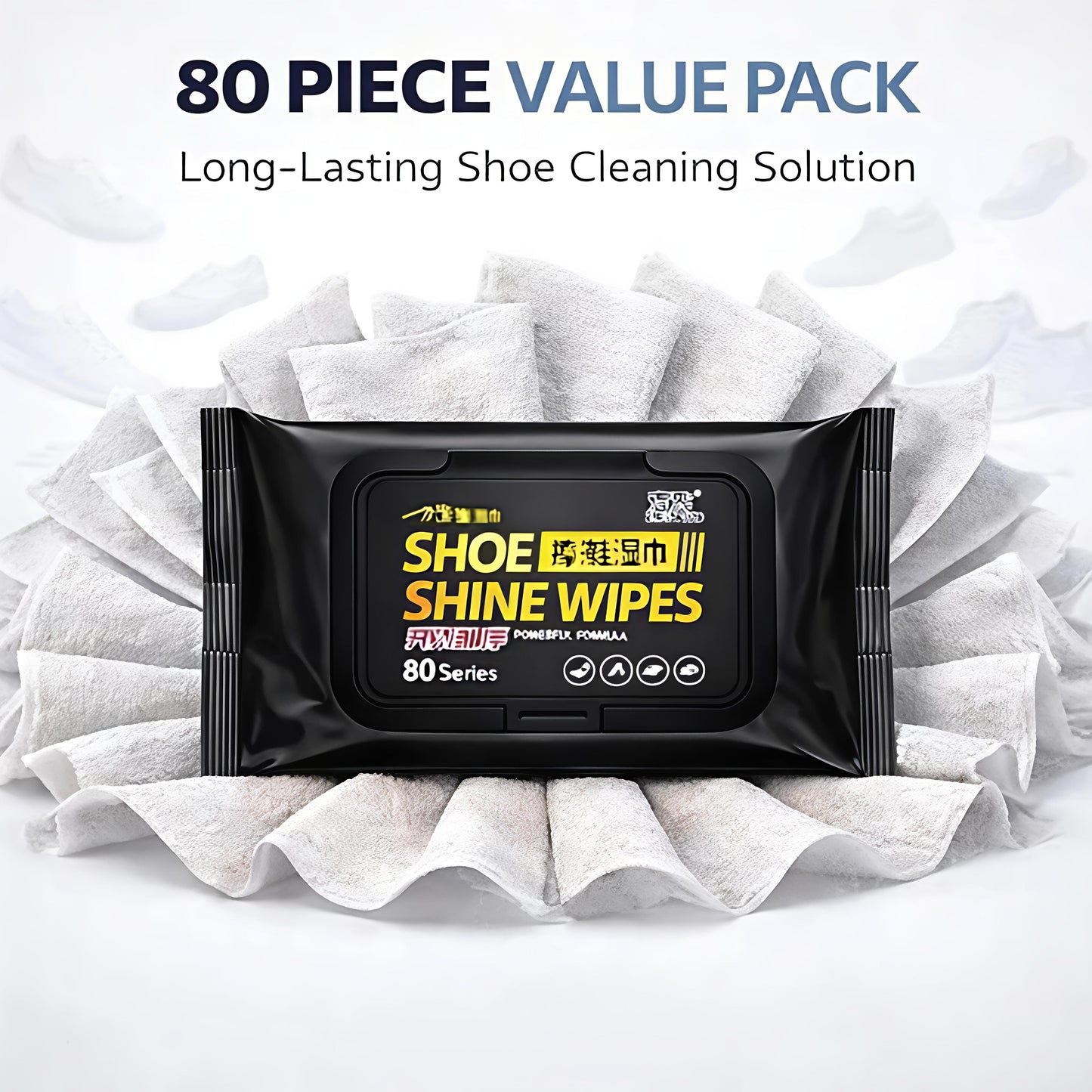 Instant Shoe Cleaning Wipes (Pack of 2 x 80 Wipes)