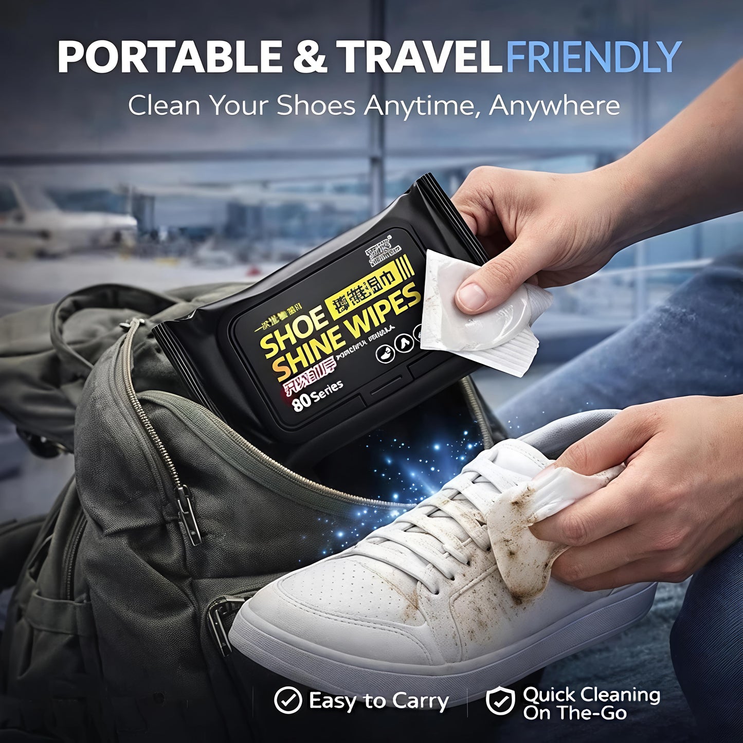 Instant Shoe Cleaning Wipes (Pack of 2 x 80 Wipes)