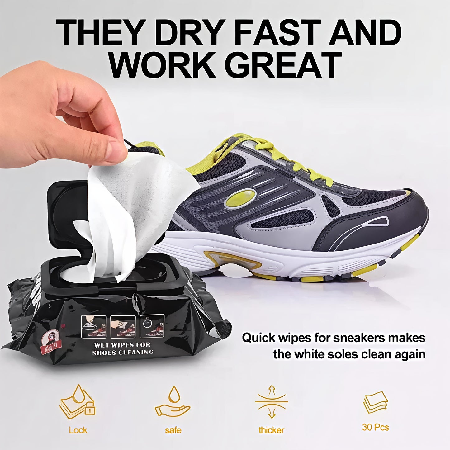 Instant Shoe Cleaning Wipes (Pack of 2 x 80 Wipes)